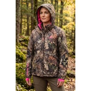 Mossy Oak Break-Up Country Camo Pink Hooded Hunting Jacket‎ Women XL TKFW42262MO